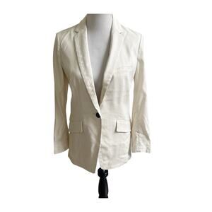 Rag & Bone Cream Linen Margot Blazer Sport Coat with Notched Lapel Size 0
